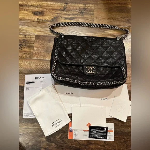 CHANEL from PARIS Quilted Lambskin SAC Maxi Chain Around Purse. AUTHENTIC PURSE - Picture 1 of 10